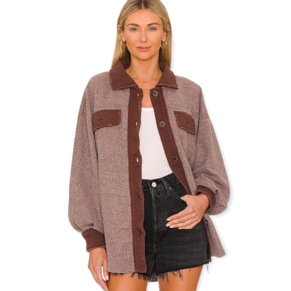 NWOT Free People Ruby Shacket Shirt Jacket Size Medium Date Night Size M Z184-42 - Picture 2 of 9